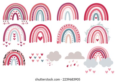  Valentine's Day Boho Rainbow Bundle   Vector illustration 
 svg
