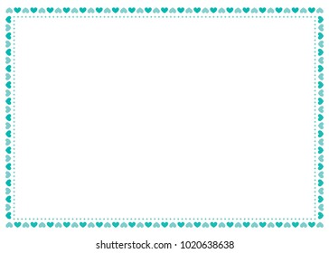 Valentine's Day Border Background, Heart Border, Teal Dotted Heart Border, Valentine's Card Background, Heart Vector Background