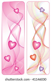 Valentine's Day Border or Banner vector illustration. Two versions with lots of swirls and hearts.