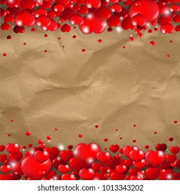 Fondo de cartón de borde de San Valentín con malla gradiente, iluminación vectorial