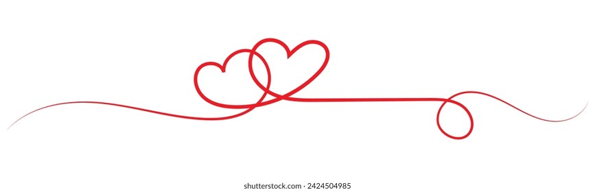 Valentine's Day border with continuous line and heart shape on transparent background. Pink love illustration for Valentine's Day or Mother's Day. vector illustration