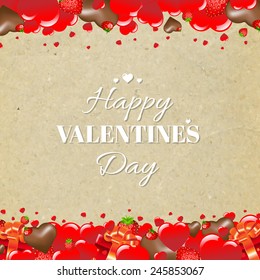 Valentines Day Border With Gradient Mesh, Vector Illustration