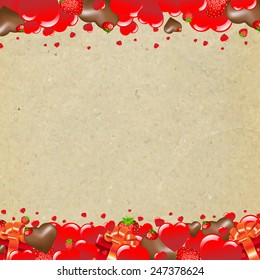 Valentines Day Border With Gradient Mesh, Vector Illustration