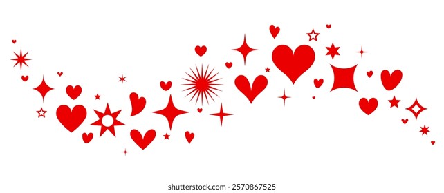 Valentines Day border, heart divider with stars
