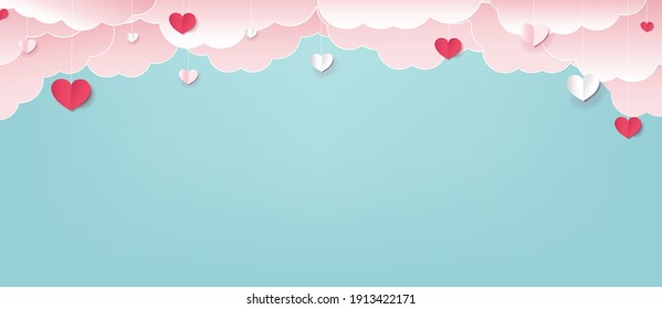 Valentines Day Border With Hearts With Gradient Mesh  Vector Illustration
