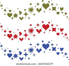Valentine's Day border,  hearts and stars banner
