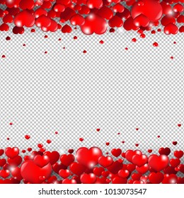 Valentines Day Border Isolated Transparent Background With Gradient Mesh, Vector Illustration