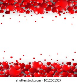 Valentines Day Border Isolated White Background With Gradient Mesh, Vector Illustration