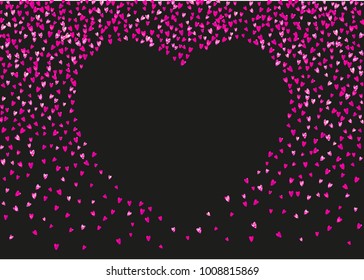 
Valentines day border with red glitter hearts. February 14th day. Vector confetti for valentines day border template. Grunge hand drawn texture. Love theme for party invite, retail offer and ad.