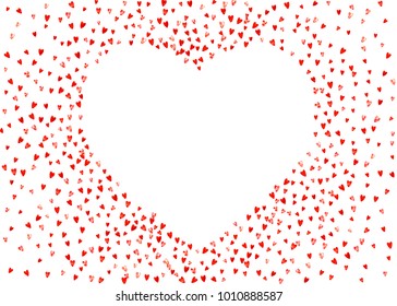 
Valentines day border with red glitter hearts. February 14th day. Vector confetti for valentines day border template. Grunge hand drawn texture. Love theme for poster, gift certificate, banner.