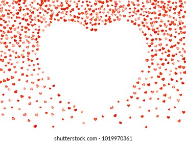 
Valentines day border with red glitter hearts. February 14th day. Vector confetti for valentines day border template. Grunge hand drawn texture. Love theme for gift coupons, vouchers, ads, events.