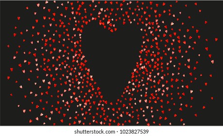 
Valentines day border with red glitter hearts. February 14th day. Vector confetti for valentines day border template. Grunge hand drawn texture. Love theme for voucher, special business ad, banner.