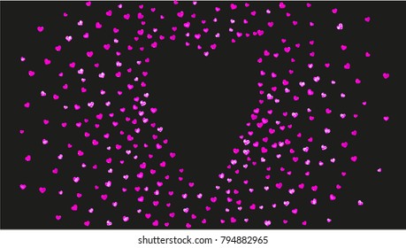 
Valentines day border with red glitter hearts. February 14th day. Vector confetti for valentines day border template. Grunge hand drawn texture. Love theme for special business offer, banner, flyer.