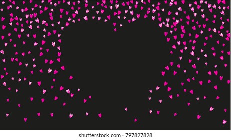 
Valentines day border with red glitter hearts. February 14th day. Vector confetti for valentines day border template. Grunge hand drawn texture. Love theme for party invite, retail offer and ad.
