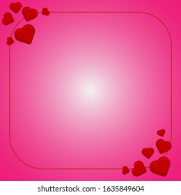 Valentine's day border vector. Romantic background. Gradient pink colour. Thin line cover design. Eps 10 vector