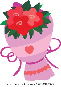 Valentines day bouquet. Hand drawing doodle vector. Valentine vector decoration