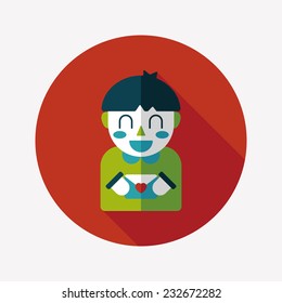 Valentine's day boy flat icon with long shadow,eps10