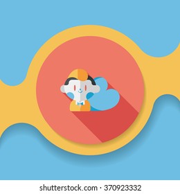 Valentine's day boy flat icon with long shadow,eps10