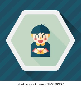 Valentine's day boy flat icon with long shadow,eps10