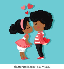 Valentine's Day. Boy and girl kissing. Love card.
