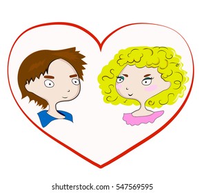 Valentine's Day, boy and girl, love card vector