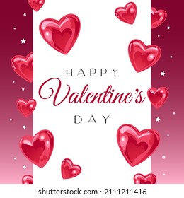 Valentines Day. Bright Banner With Shiny Sweet Heart-shaped Lollipops. For Advertising Banner, Website, Poster, Sale Flyer