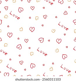 Valentine's Day Bright Hearts on Light Background Pattern
