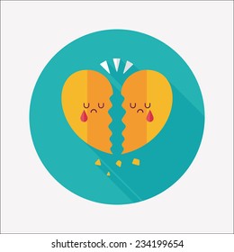 Valentine's Day broken heart flat icon with long shadow,eps10 