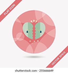 Valentine's Day broken heart flat icon with long shadow,eps10