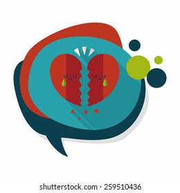 Valentine's Day broken heart flat icon with long shadow,eps10
