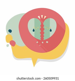 Valentine's Day broken heart flat icon with long shadow,eps10