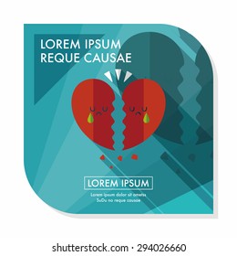 Valentine's Day broken heart flat icon with long shadow,eps10