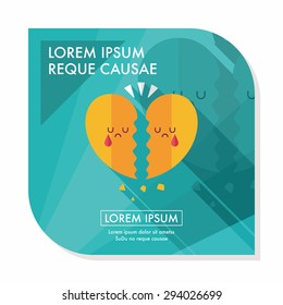 Valentine's Day broken heart flat icon with long shadow,eps10