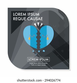 Valentine's Day broken heart flat icon with long shadow,eps10