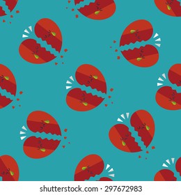Valentine's Day broken heart flat icon,eps10 seamless pattern background
