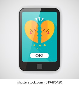 Valentine's Day broken heart flat icon with long shadow,eps10