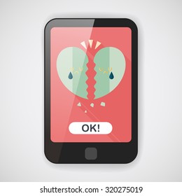 Valentine's Day broken heart flat icon with long shadow,eps10