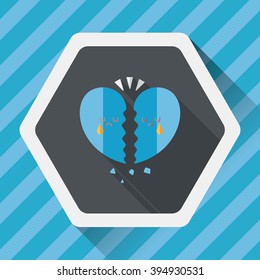 Valentine's Day broken heart flat icon with long shadow,eps10