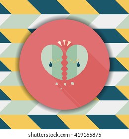 Valentine's Day broken heart flat icon with long shadow,eps10