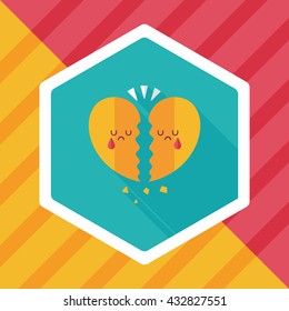 Valentine's Day broken heart flat icon with long shadow,eps10