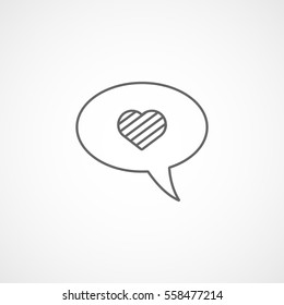 Valentines Day Bubble With Heart Line Icon On White Background