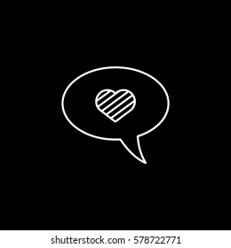 Valentines Day Bubble With Heart Line Icon On Black Background