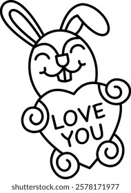 Valentine's Day bunny flat illustration