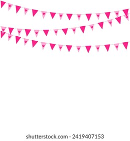 Valentines Day bunting flags set Isolated on white background. 