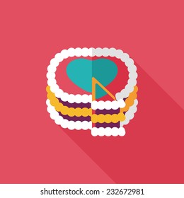 Valentine's Day cake flat icon with long shadow,eps10