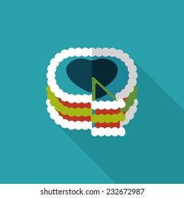 Valentine's Day cake flat icon with long shadow,eps10
