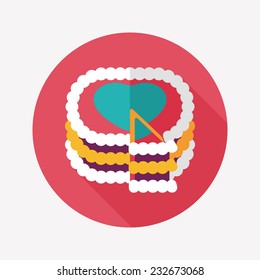 Valentine's Day cake flat icon with long shadow,eps10
