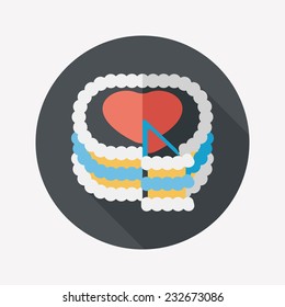Valentine's Day cake flat icon with long shadow,eps10