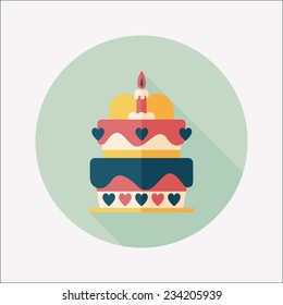 Valentine's Day cake flat icon with long shadow,eps10 