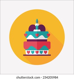 Valentine's Day cake flat icon with long shadow,eps10 